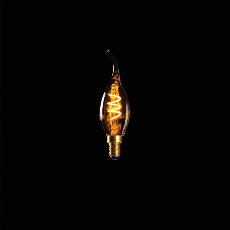 Ampoule LED E14 4W Bougie Flamme Filament Ambre 2200K | Leroy Merlin