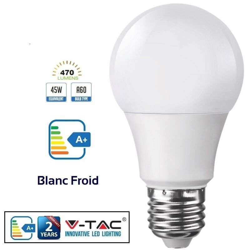 Ampoule E27 7W A60 équivalent 40W Blanc du Jour 6000K