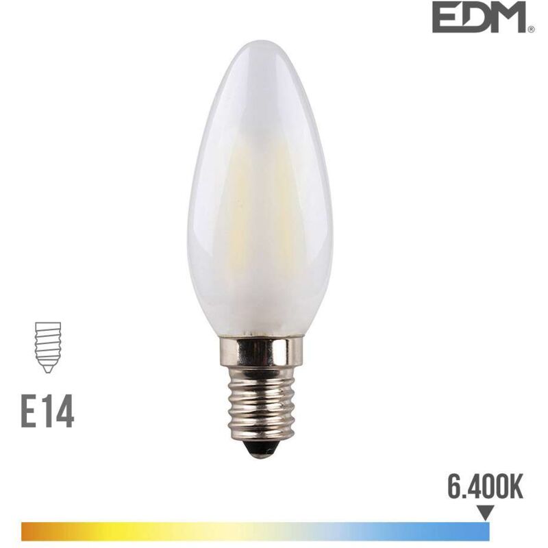 Ampoule LED E14 4W (30W) Filament Flamme Coup de Vent - Blanc du jour 6000K