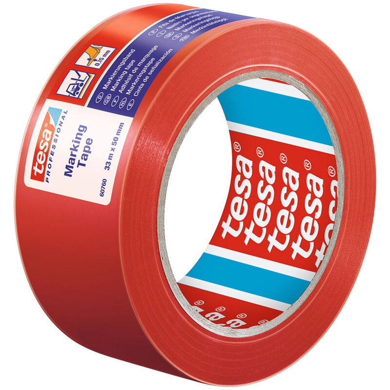 Adhésif ruban signalétique rouge 33m x 50mm 60760 tesa