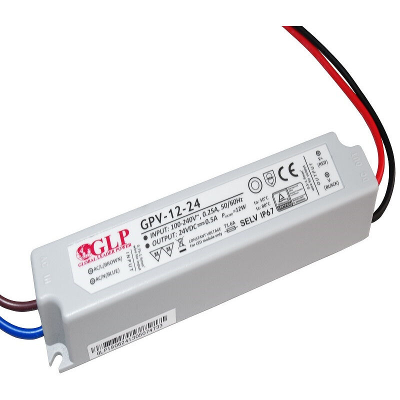 Alimentation LED DC24V W étanche IP67 GLP