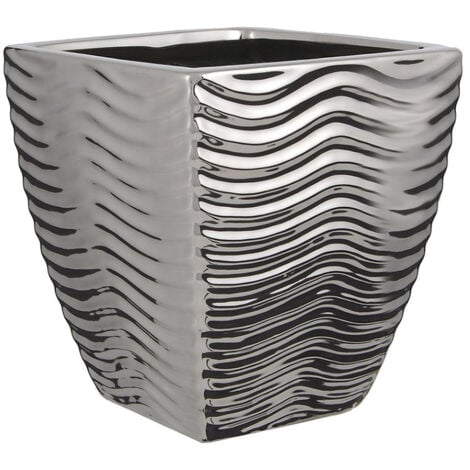 Pots argent carrés orchidées h14x16x16cm