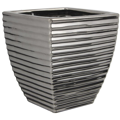 Pots argent carrés orchidées h14x16x16cm