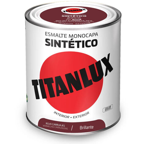 Émail synthétique monocouche rouge chariot brillant 750ml Titanlux 5808985 - Finition brillante - Couleur rouge - Usage inté