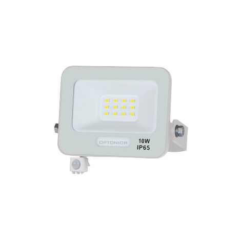 Projecteur LED SMD IP65 10W 900lm Blanc Naturel 4000K Corps Blanc 105x134.5x26mm - Capteur 120° 8m