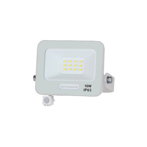 Projecteur LED SMD IP65 Corps Blanc avec Capteur - 10W - 900lm - Blanc Chaud 3000K - 105x134.5x26mm