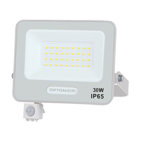 Projecteur LED SMD IP65 30W 2700lm Blanc Naturel - Corps Blanc - Capteur 120° - 159x178x30mm