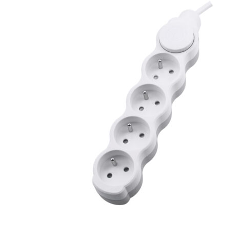 Rallonge électrique 4 prises - Câble 5m - Blanc - 250V AC - IP20