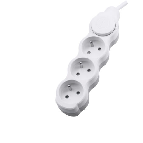 Rallonge électrique 3 prises - 5 mètres - Blanc - 3x1,5mm² - IP20 - 250V AC