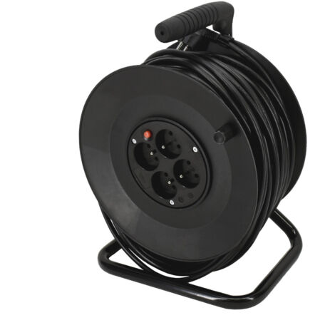 Enrouleur Câble GADLANE 25m - Polypropylène Noir - Pour Câbles Caravane, Tuyaux...