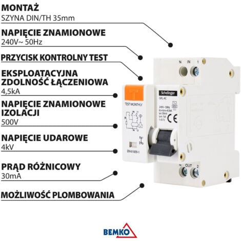 Disjoncteur différentiel 2P - 16A - 30mA - Type AC - Schneider - Protection électrique fiable