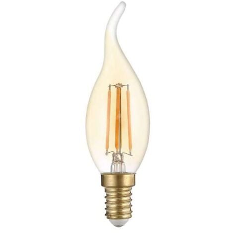 Ampoule LED C35 Flamme Coup de Vent Filament 4W Golden Glass Dimmable E14  Blanc Très Chaud