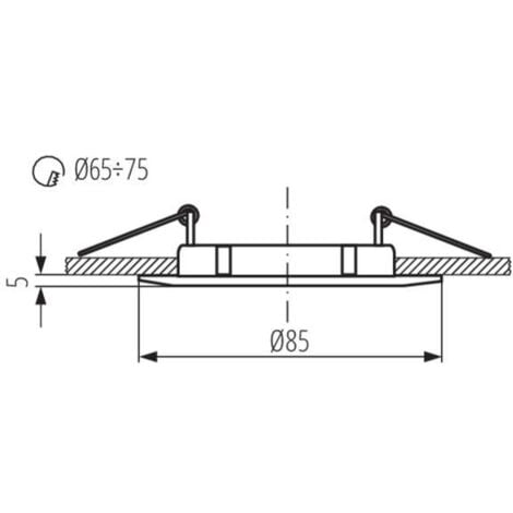 Support de spot encastrable perçage 65-75mm rond Chrome mat