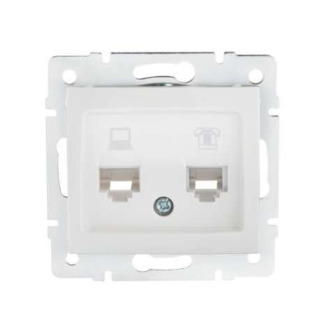 Prise RJ45 CAT5e + RJ11 Encastrable DOMO Blanc