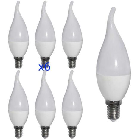 Lot de 6 Ampoules LED E14 6W Flamme Coup de Vent Équivalent 40W