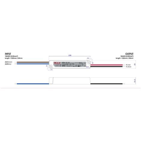 Alimentation LED DC12V 12W 1A Étanche  IP67 GLP