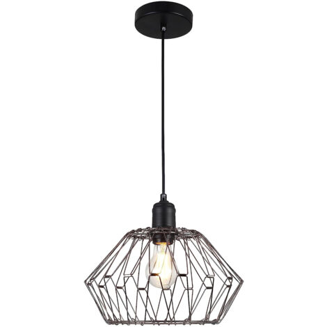 Suspension Luminaire Multiformes Noire E27 Diamètre 235mm avec Câble 1,1m réglable - Suspension d'éclairage intérieur