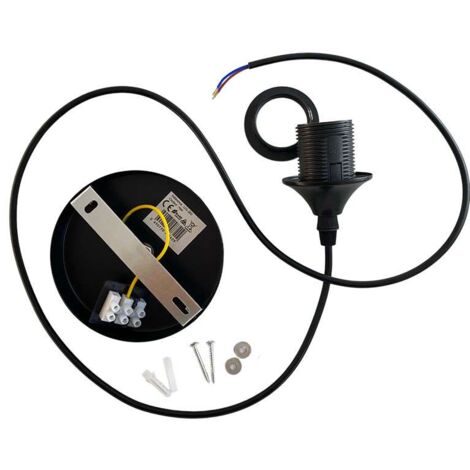 Suspension Luminaire Multiformes Noire E27 Diamètre 235mm avec Câble 1,1m réglable - Suspension d'éclairage intérieur