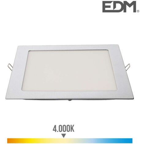 Downlight LED 20W carré 22cm Chromé - Blanc Naturel 4000K