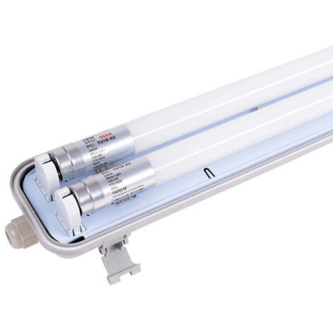 Boitier avec Double Tubes LED T8 2x18W 3200lm (2x36W) 1200mm Étanche IP65 - Blanc du Jour 6000K