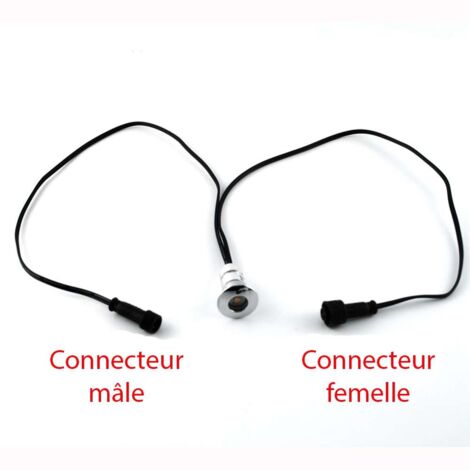 Mini spot LED encastrable rond 0,3W DC12V diamètre 24mm étanche IP67  Blanc Chaud