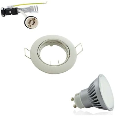 Kit Spot LED GU10 encastrable avec Ampoule LED 6W - Blanc Chaud 2300K -  3500K 