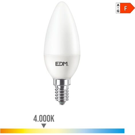 Lampe flamme opale LED C37 base E14 6W Lumière blanche (6500k) 