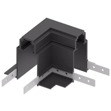 Connecteur d'Angle 90° Noir Aluminium pour Rails Encastrables Triphasés Magnétique S35