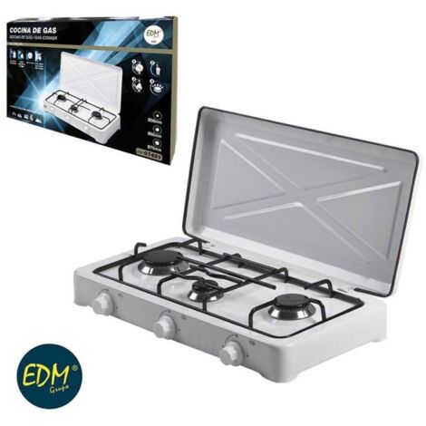 Cocina De Gas Butano EDM Portátil Esmaltada 3 Fuegos