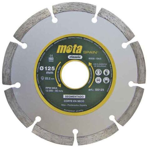 Disco Diamantado Segmentado Acero Ø115mm Agujero22.23mm CorteSeco 13200Rpm Granito Ladrillo Mosaico Baldosas Mota