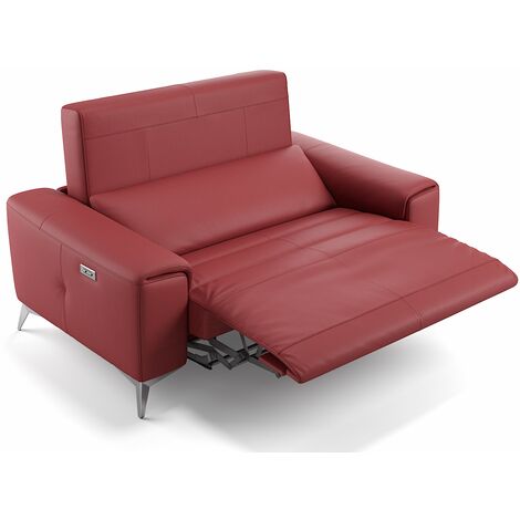 Sofanella Leder 2-Sitzer Sofa Mini BELLA  Rot 17 x 100 x 78 cm  Füße: Matt-Schwarz