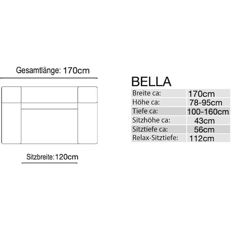 Sofanella Leder 2-Sitzer Sofa Mini BELLA  Rot 17 x 100 x 78 cm  Füße: Matt-Schwarz