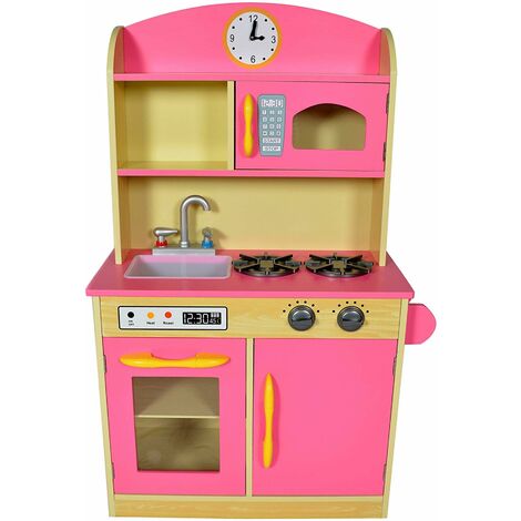 Teamson Kids Spielküche Aus Holz – Deluxe Modell In Marineblau, Mit Ofen, Herd, Mikrowelle & Spüle
