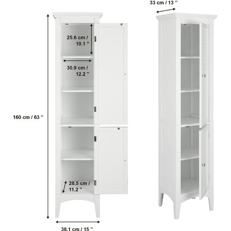 Teamson Home Mobile Bagno Colonna Arredi Legno Armadietto Bianco ELG-588