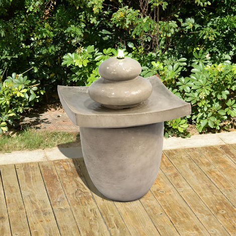 Teamson Home Fontana d'Acqua Bacino Sfera a 2 Livelli con Luci e Pompa per Esterni e Giardino, Ornamento a Cascata per Interni, Decorazione del Patio