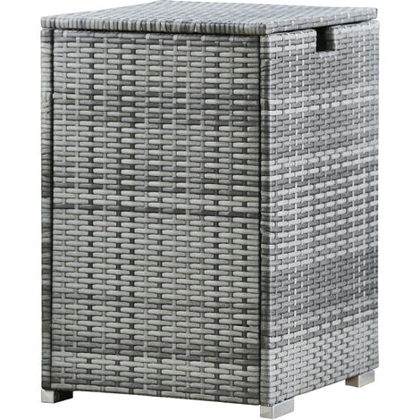 Teamson Home Outdoor Mobili da Giardino Rattan per Bombole del Gas Quadrate Fino a 9 kg Portaoggetti Tavolo con Coperchio per Bracieri a Gas, Grigio (1/5)