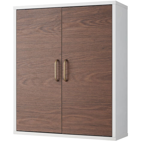 Teamson Home Tyler Holz Badezimmer Wand Medizinschrank 18 cm x 50,8 cm x 61 cm Weiß/Braun EHF-F0011