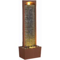 Teamson Home Moderner Outdoor Wasserfallbrunnen Rotstein mit LED
