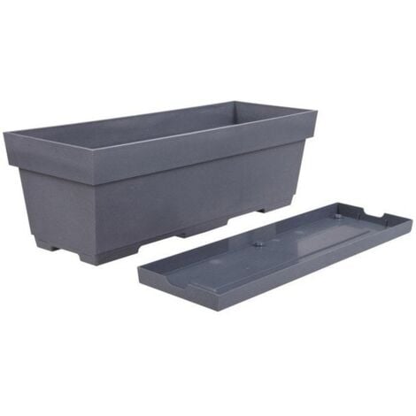 Jardinière Esprit Toscane + plateau EDA - 50 x 18 x 16,7 cm - Gris