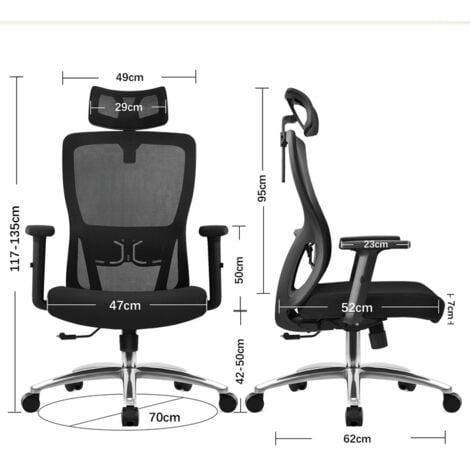 Durrafy Noir Chaise de Bureau, Fauteuil de Bureau en Maille avec Support Lombaire Chaise d'ordinateur pivotante Confortable à Haut Dossier