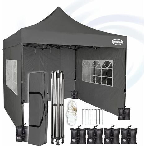MAXIMUS Heavy Duty Gazebo 3x3m Pop Up Commercial Gazebo Market Stall Marquee WS GREY