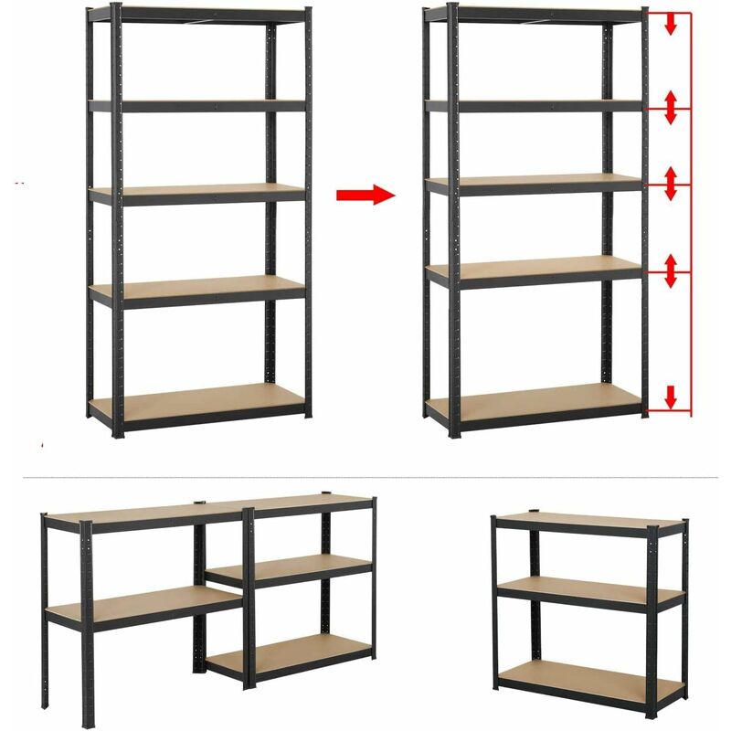 Lundys 71 H x 35.5 W x 16 D 5-Tier Adjustable Metal MDF Storage Rack Shelves Boltless Shelving The Twillery Co. Finish: Black