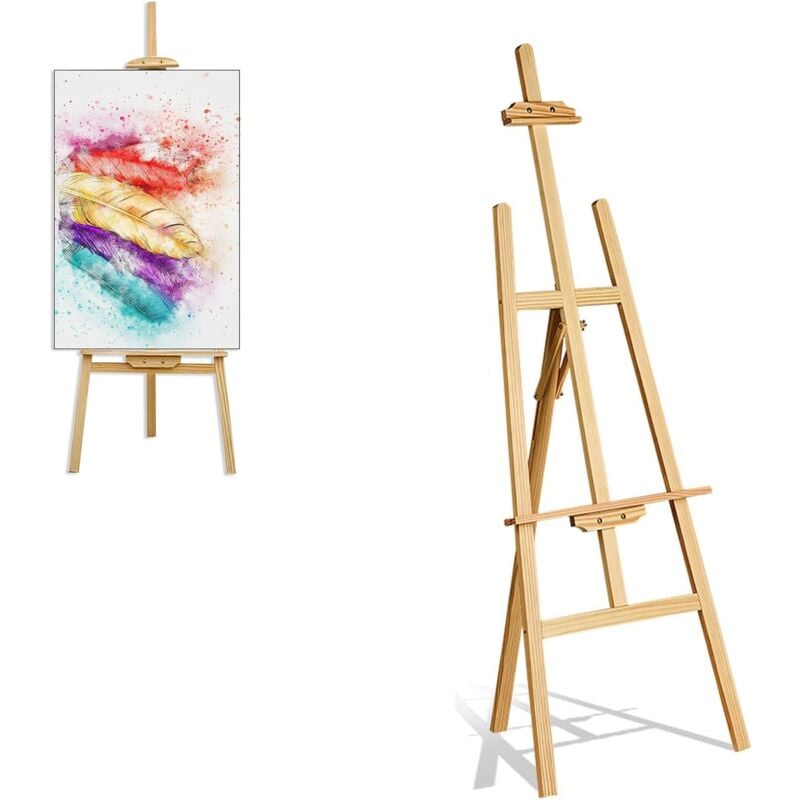 Artist Easel 1.5M/59inch Wooden A-Frame Studio Easel Art Craft Display  Easels Adjustable Foldable Wood Painting Canvas Stand for Painting and  Sketching, Artists, Wedding Stand, Easy to Assemble