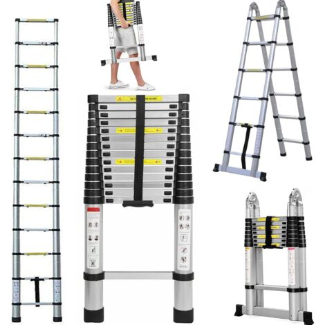Telescoping Extension Ladder 12.5FT, Aluminum Telescopic Ladders