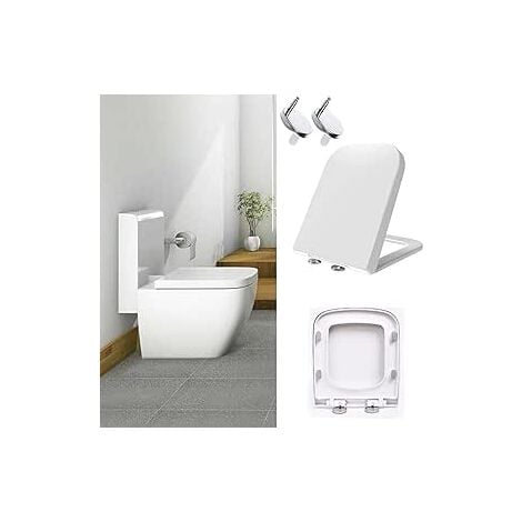 White Soft Close Toilet Seat - Luxury Square Toilet Seat with Mute