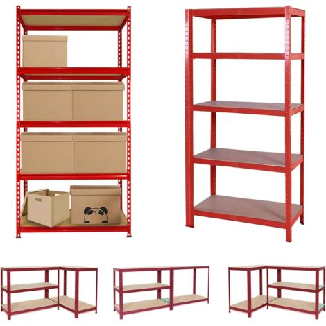 Garage Shelving Units: 180cm x 90cm x 30cm | Heavy Duty Racking Shelves For Storage - 2 Bay, Black 5 Tier (175KG Per Shelf)