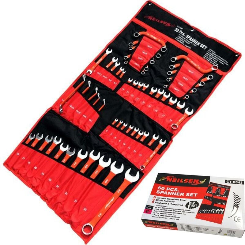 Neilsen 25pc Fully Polished Metric Combination Spanner Wrench Set 6mm - 32mm