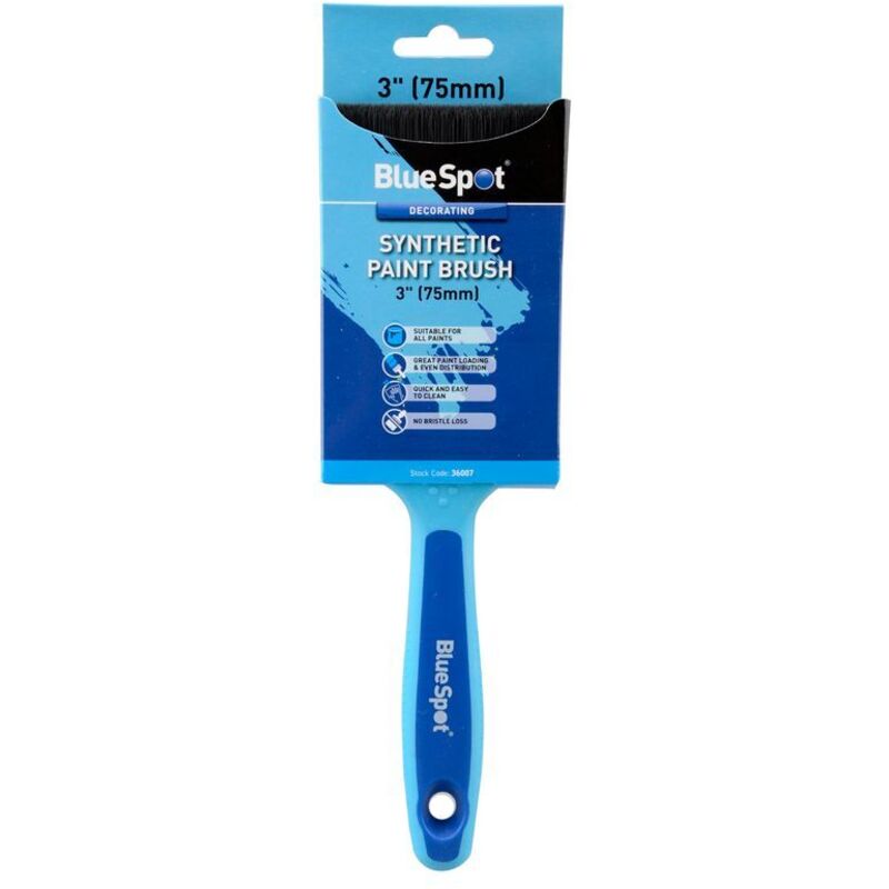 BlueSpot 3" (75mm) Synthetic Paint Brush with Soft Grip Handle