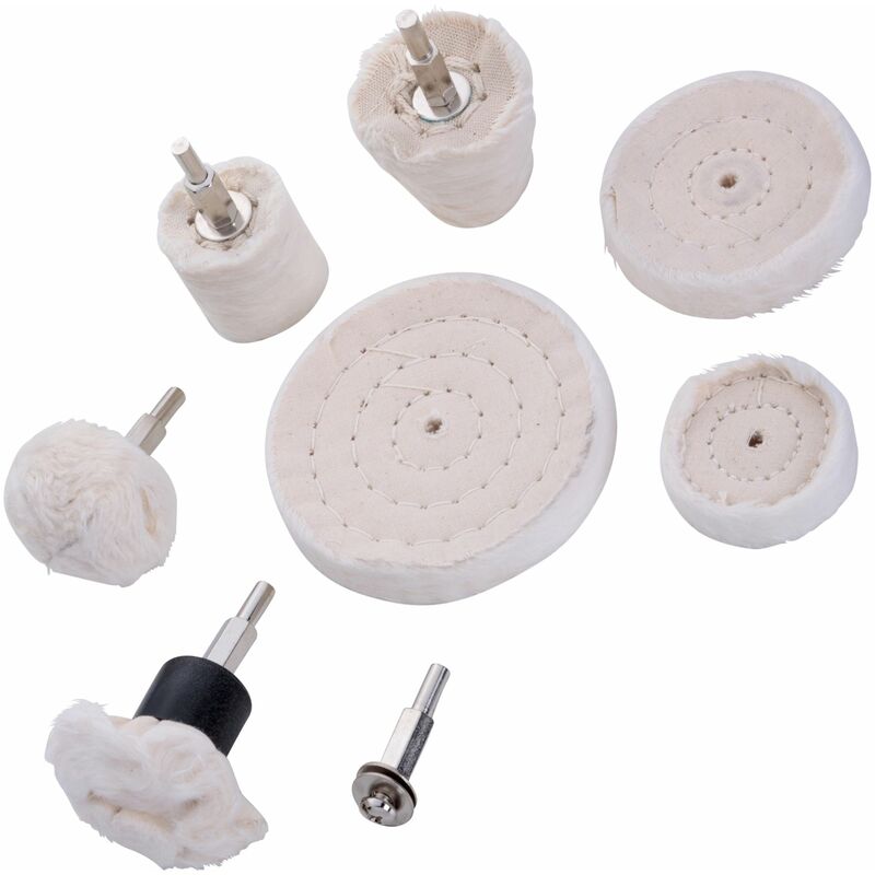 LITZEE 8PCS Buffing Wheel for Drill, White Polishing Wheel,Cotton Dome  Polishing Mop,Cone Polishing Wheel Buffing Pad with 1/4 inch