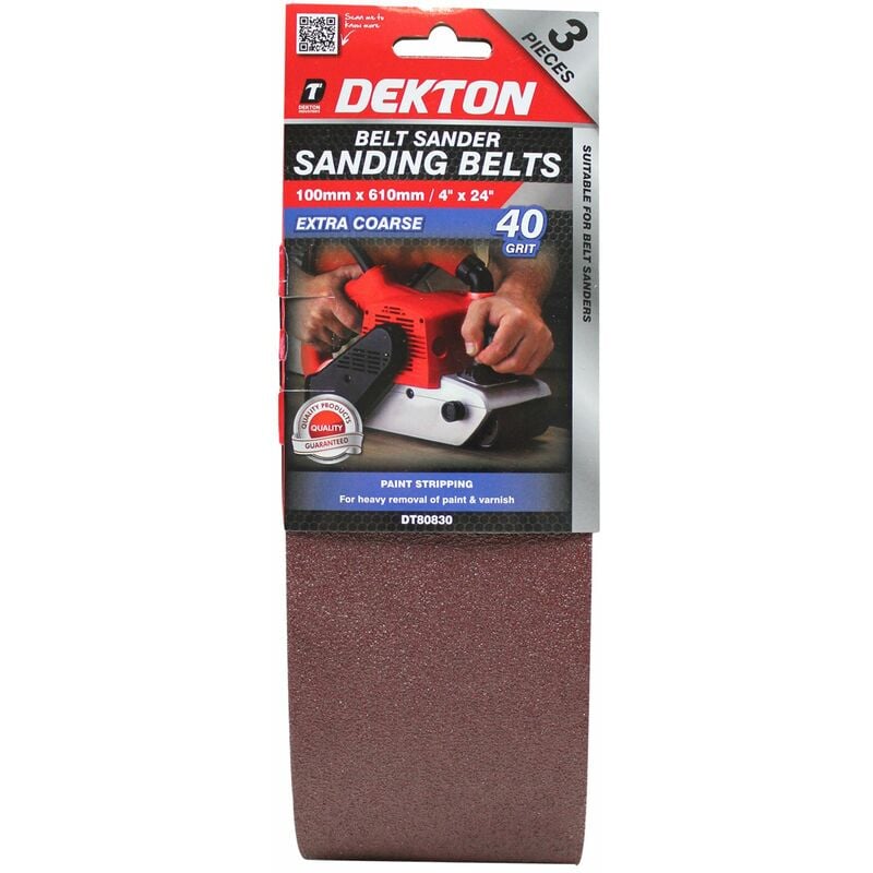 Dekton Sanding Belts 40 Grit Paint Removal Belt Sander 100mm x 610mm
